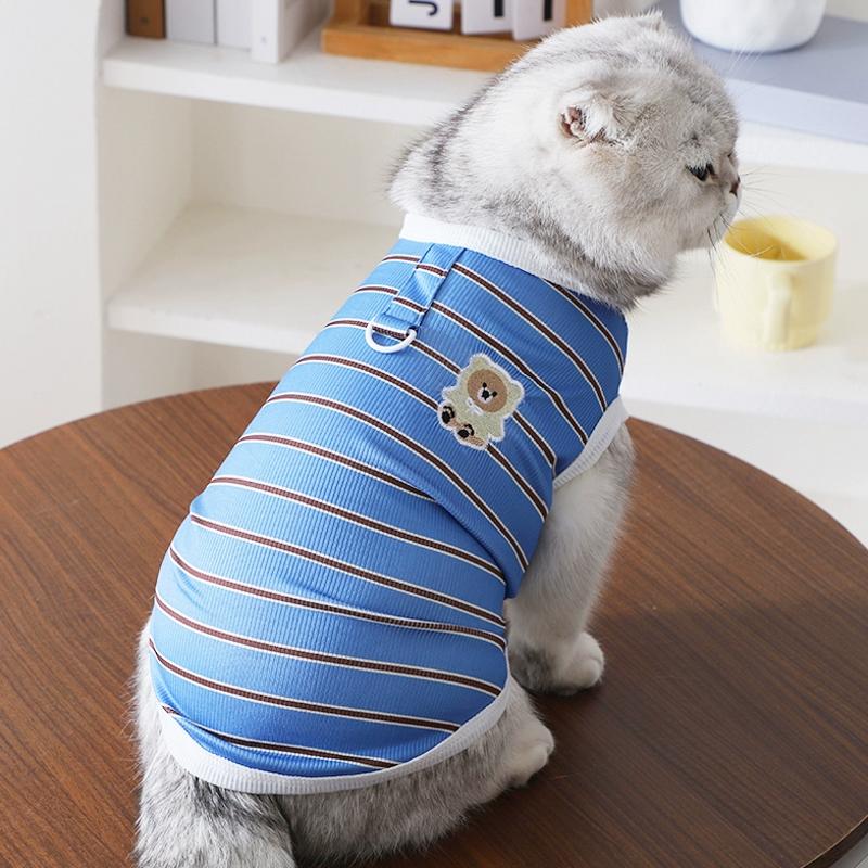Striped Puppy Shirt Dog Summer Vest Cute Thin Hoodies for Dogs Chihuahua Bichon Witer Dog Undershirt Cat Clothing Pet Sweatshirt