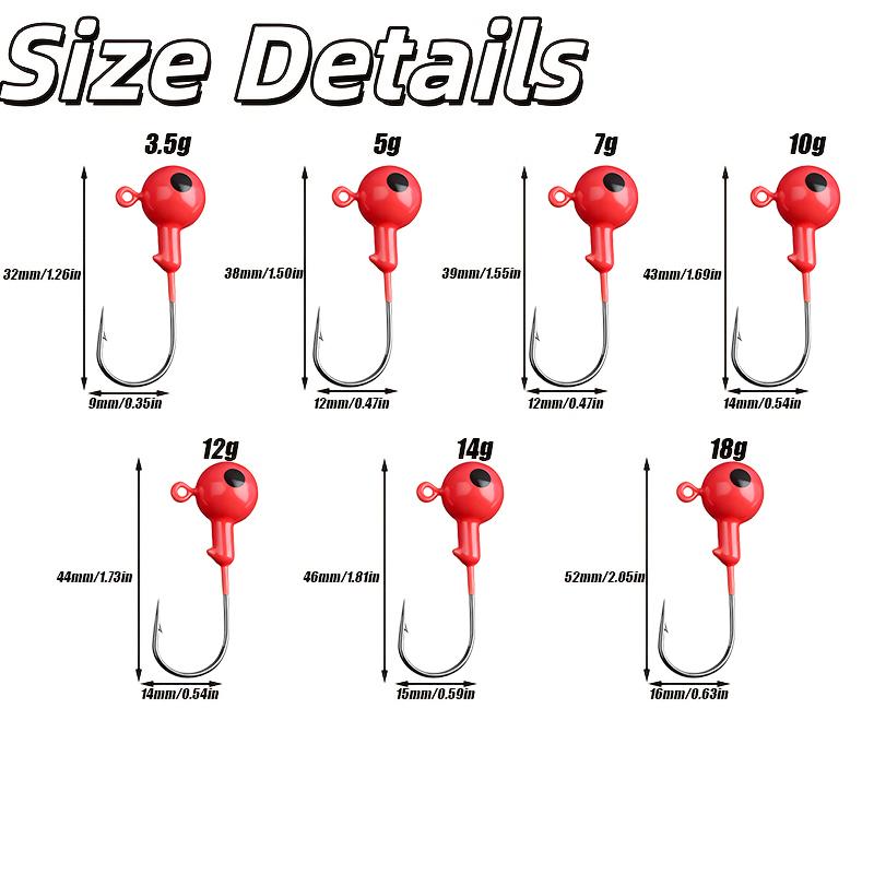 10pcs/lot New Strong Jig Head Hook 3.5g 5g 7g 10g 12g 14g 18g Fishing Hook Jig Lure Hard Baits Soft Worm Fishing Tackle Universal Lure Jig Hook