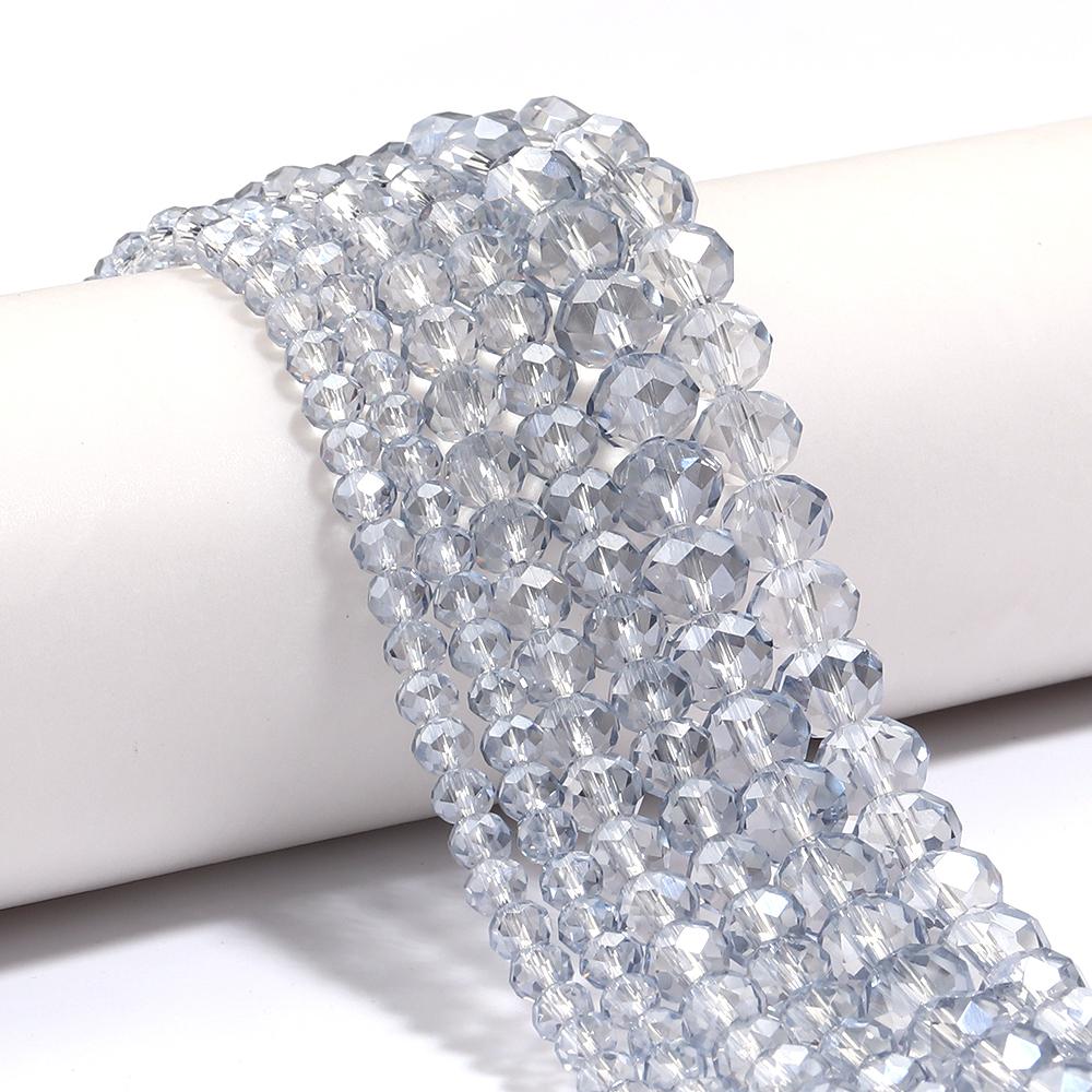 4 6 8mm Faceted Crystal Beads Light Blue Gray Abacus Glass Loose Spacer Beads for Jewelry Making DIY Necklace Bracelets Supplies