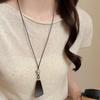 Retro Chinesischer Stil Kreis Anhänger Halskette für Damen - Leichter Luxus Pullover Kette, Herbst/Winter Accessoire