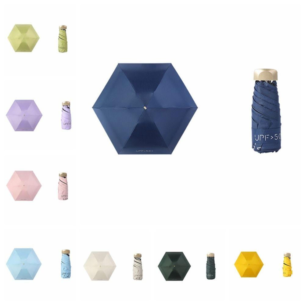 Mini Flat Five Fold Six Bone Umbrella Anti-UV Folding Sun Umbrella  Outdoors