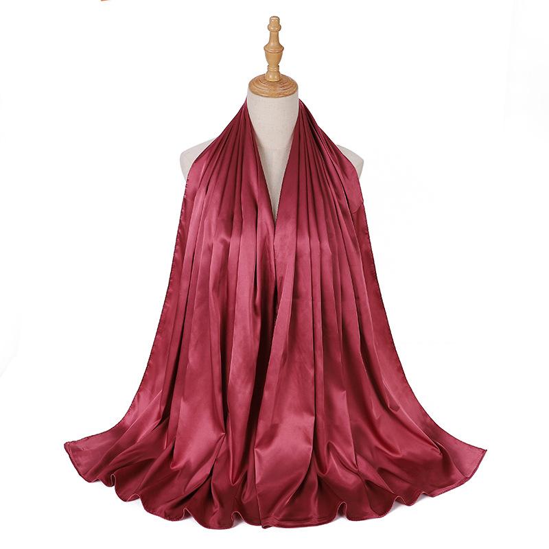 Luxury Satin Hijab Femme Solid Women Imitation Silk Beach Wrap Silk Scarf Shawls Bandana Muffler Scarves Bufandas Mujer Stoles