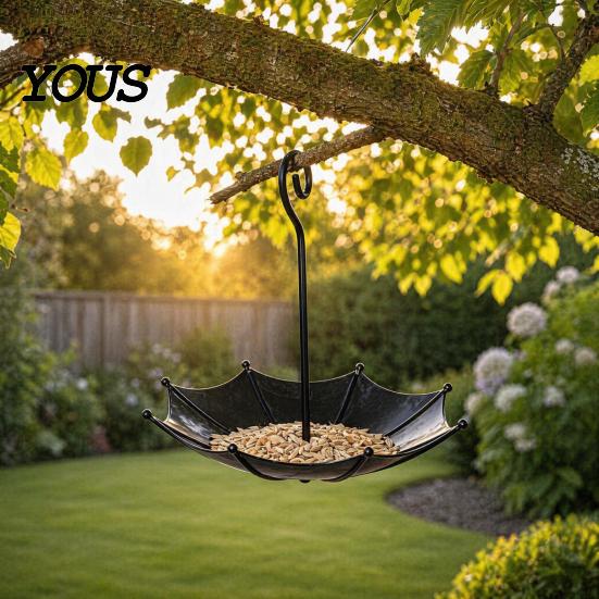 Hanging Garden Decoration Umbrella Bird Feeder Tray, Bath, Vintage Birds Station Tray for Outdoor, Inverted Umbrellas Feeders, Outdoor Decor And Water