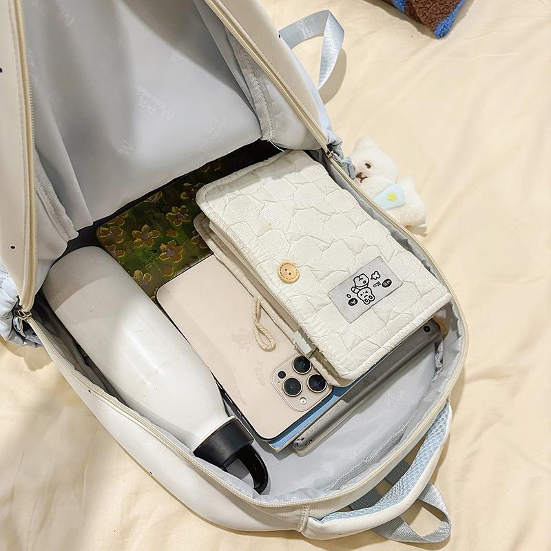 Schoolbag Female Korean Version Ins College Style Middle School Student Lightweight Backpack High Value Plaid Girls Travel Backpack