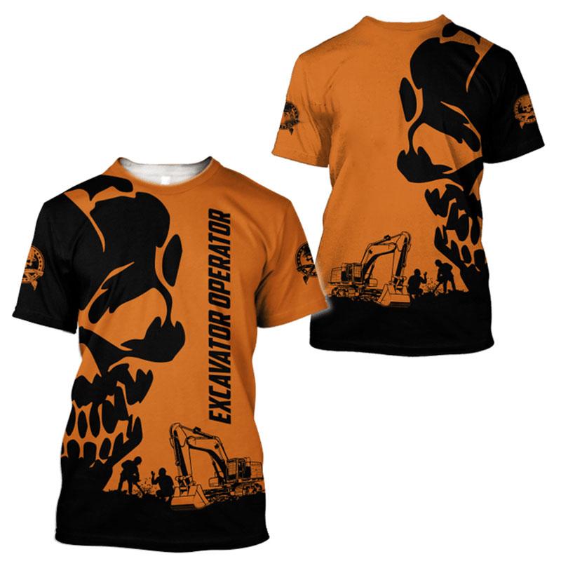 

Летняя мужская удобная футболка с 3D принтом для рабочего экскаватора, модная тенденция, свободная одежда большого размера с короткими рукавами 6XL