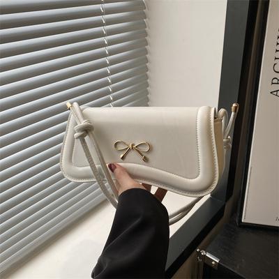 Korean Version Bow Indentation 2025 New Trendy Fashion Solid Color Design Casual Messenger Portable Small Square Bag Women
