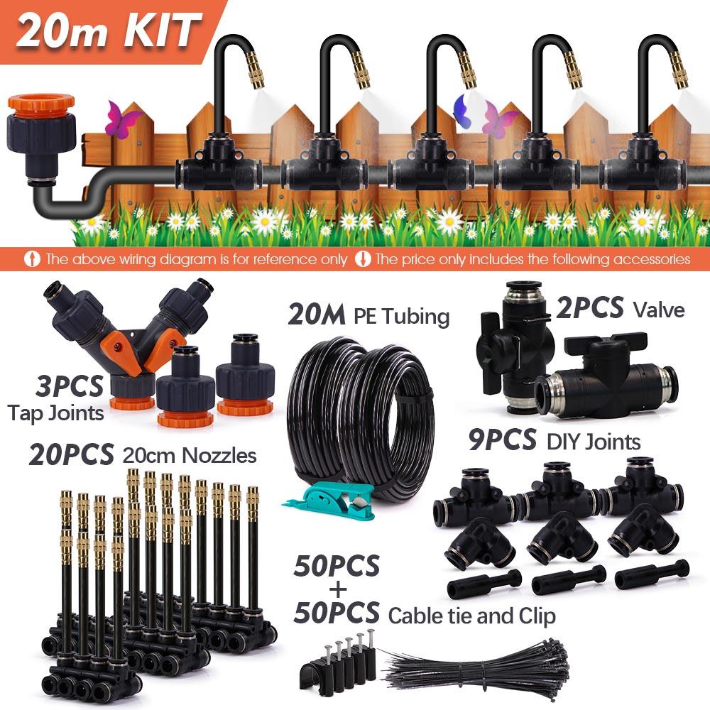 30-5m Free-bend Sprayer System 5/8mm PE Hose Misting Cooling Outdoor Garden Plant Fogging Watering Irrigation Humidification Kit