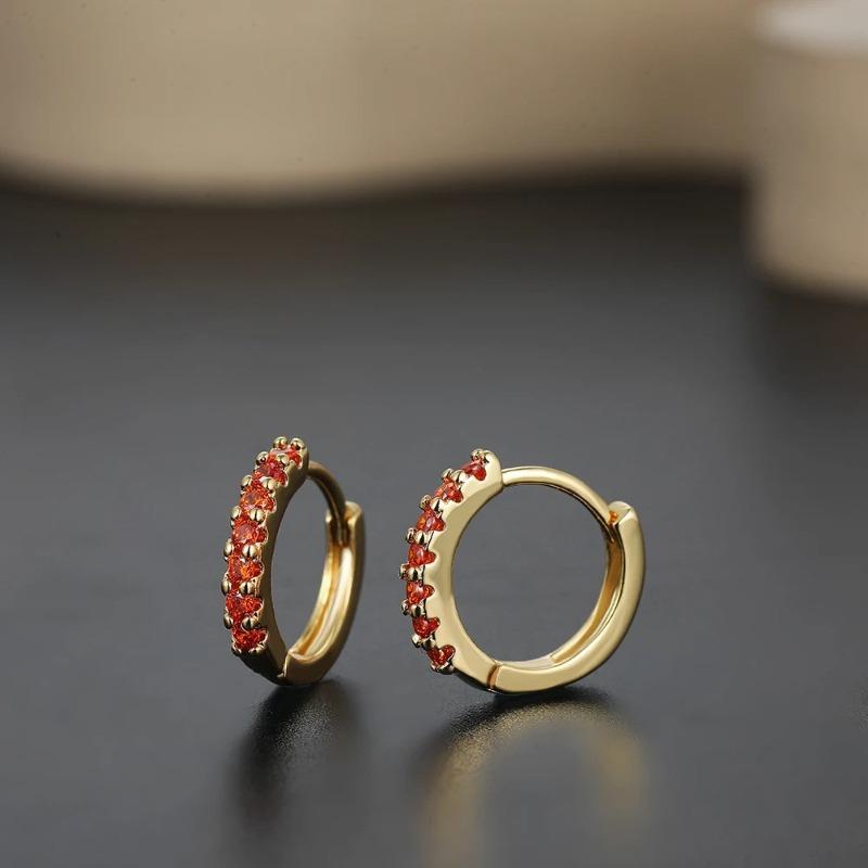 Trendy round colorful zircon earrings - women's jewelry