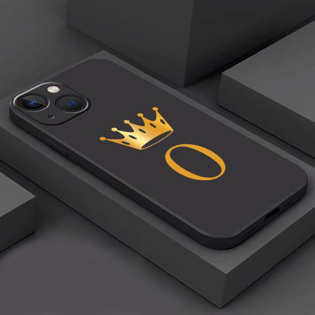 Crown Letters A B Phone Case For iPhone Samsung Galaxy Redmi Xiaomi Oppo OnePlus Note S A 7 8 9 10 11 12 13 14 20 21 22 23 53 54 Pro Max Plus Ultra