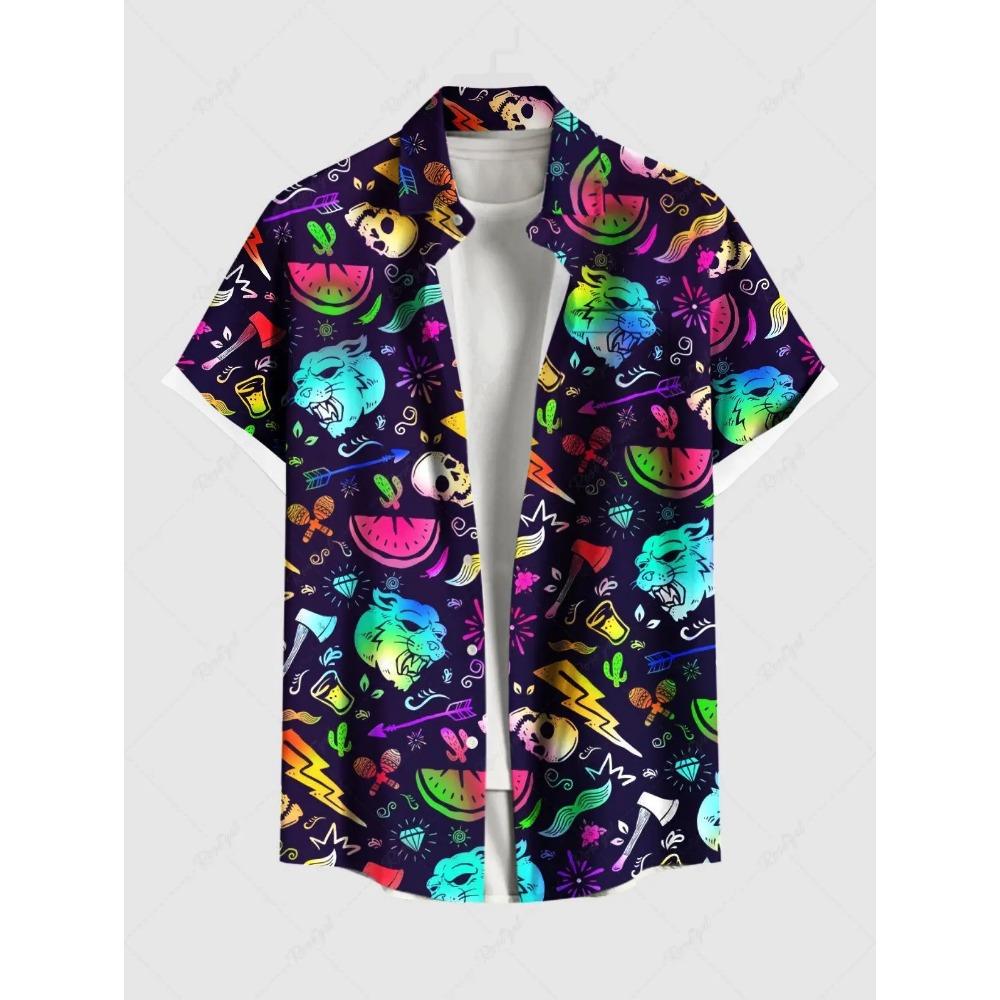 Męska Letnia Koszula z Krótkim Rękawem z Wzorem Drzewa Kokosowego, Drukowany Kołnierzyk, Koszula na Wakacje na Hawajach, Męska Codzienna Koszula Street Hip Hop z Krótkim Rękawem