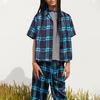 Uniqlo Marni Collaboration SS22 Plaid Single-Breasted Short Sleeve Shirt Women shirts Navy 451548-69