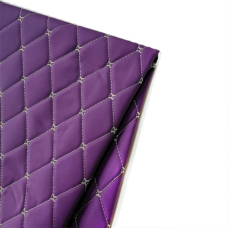 100x140cm Embroidery Quilted PVC Leather Fabric for Car Floor Mat Seat Decoration Faux Leathers Upholstery Wall Craft Material