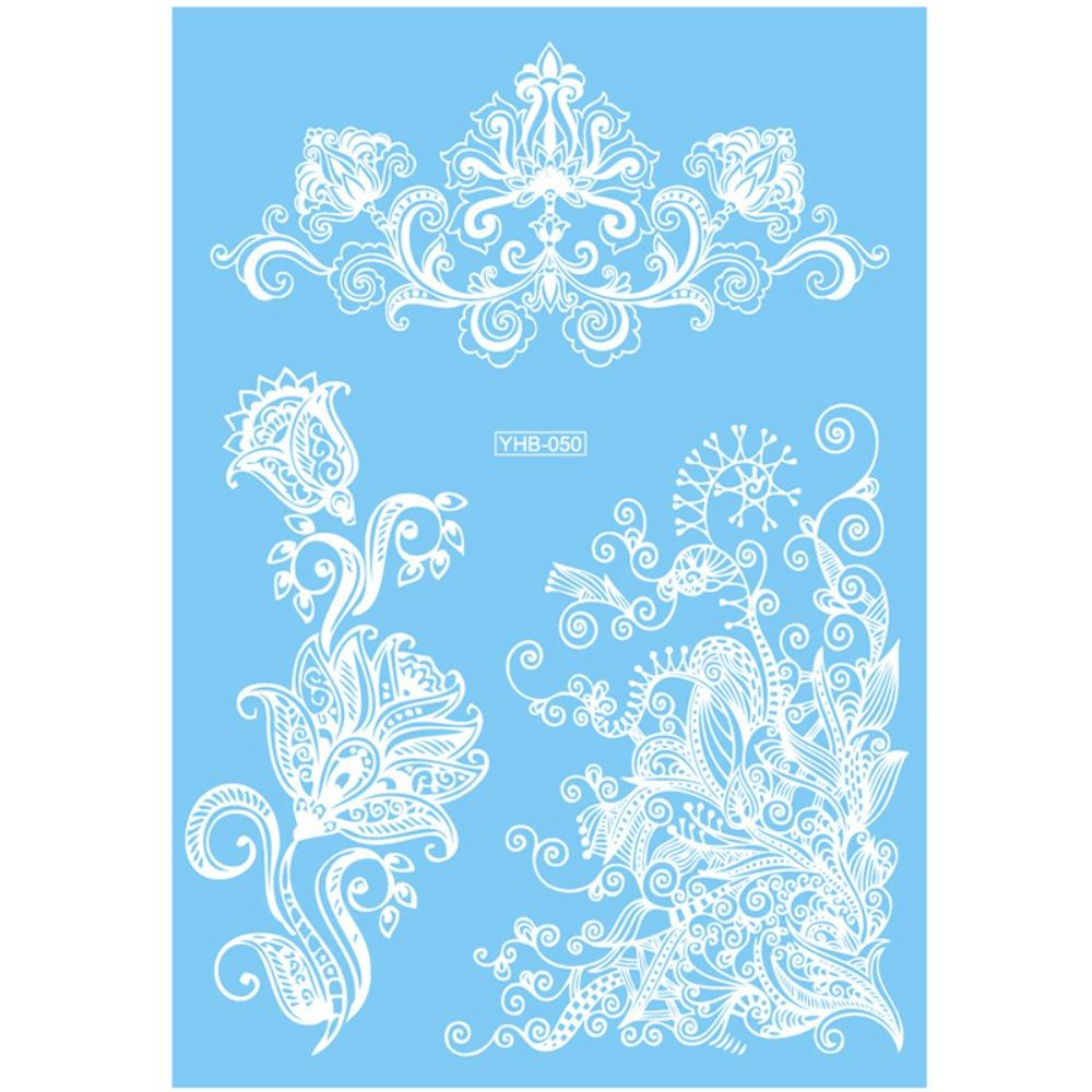 Lace Flower White Tattoo Stickers Long-lasting Butterfly Tattoo Stickers Women Men