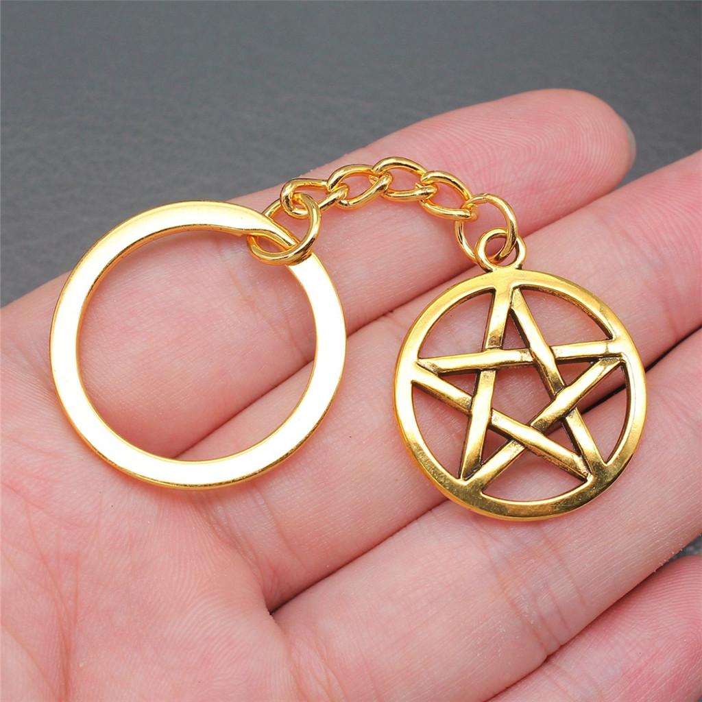 Star Moon Pentagram Key Ring Boys Jewelry New Year's Day Romantic Clearance Sale Items