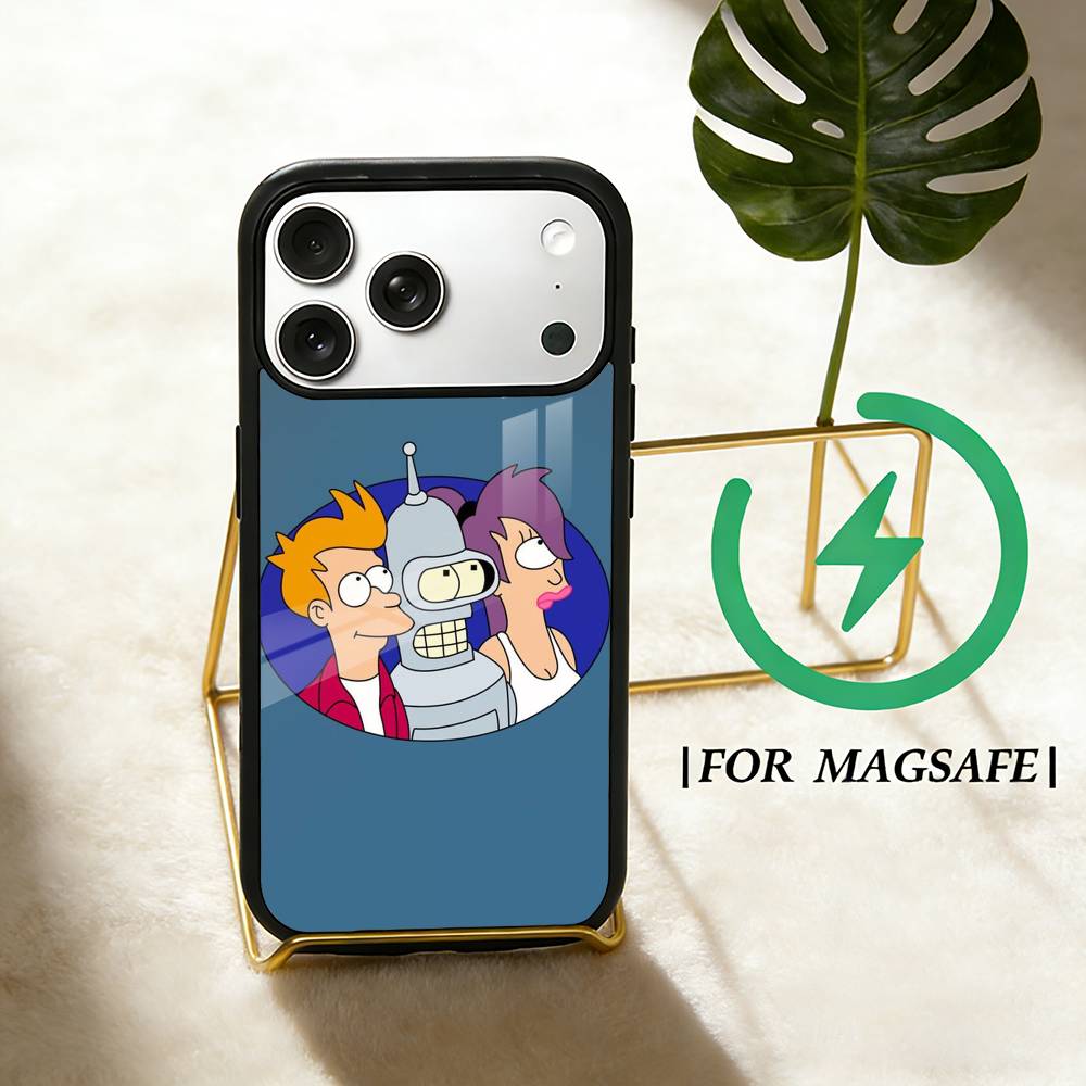 Cartoon F-Futurama wallpaper Phone Case For iPhone 17 16 15 14 13 12  Pro Max Plus for Magsafe Mirror Wireless Magnetic Cover