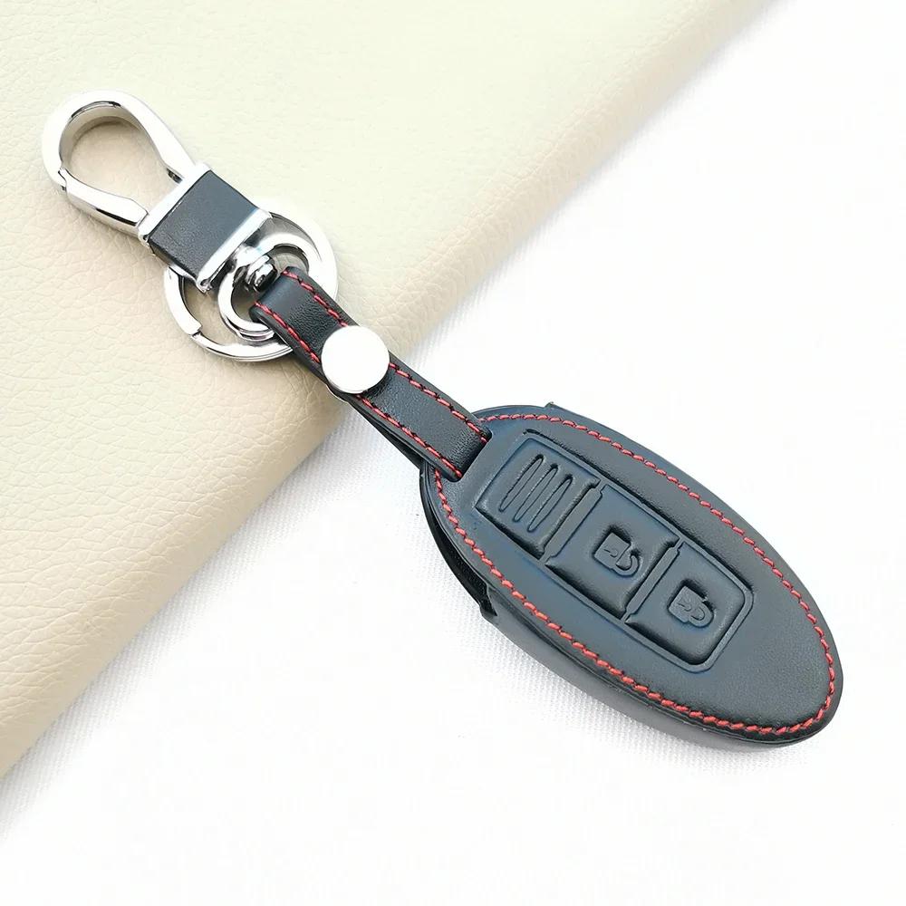 Leather Car Remote Key Case For Nissan Qashqai J10 J11 March Tiida Nv200 Leaf Kicks Cube X-Trail T32 T31 Navara Terra Fob Cover