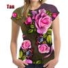 Harajuku Street Fashion Women's Short Sleeve 3D Flower Printed Rose T-shirt Clothing