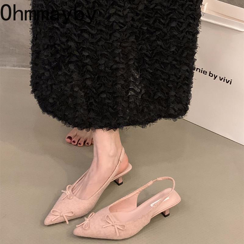 Sommer Damen Sandalen mit niedrigem Absatz, modische spitze Zehenpartie, Slip-On-Schuhe, elegante Pumps für Tanzpartys