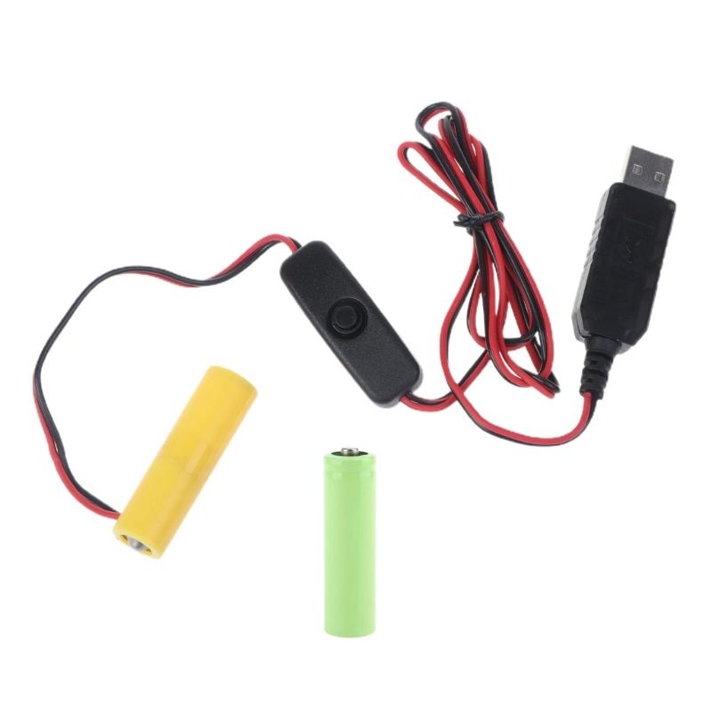 

Кабель-элиминатор батарей LR6 AA 1 м, USB-кабель питания, заменяет 2 шт. батарейки AA 1,5 В для электрической игрушки, фонарика, часов 1