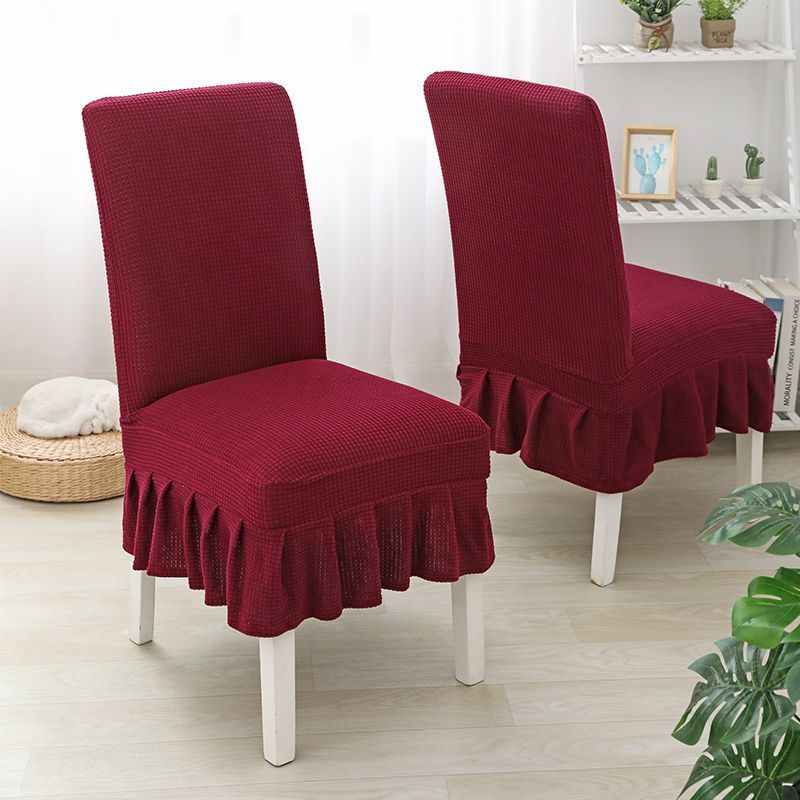 Chair cover 1pcs knitted elastic chair cover skirt dining table chair cover thickened universal simple stool cover