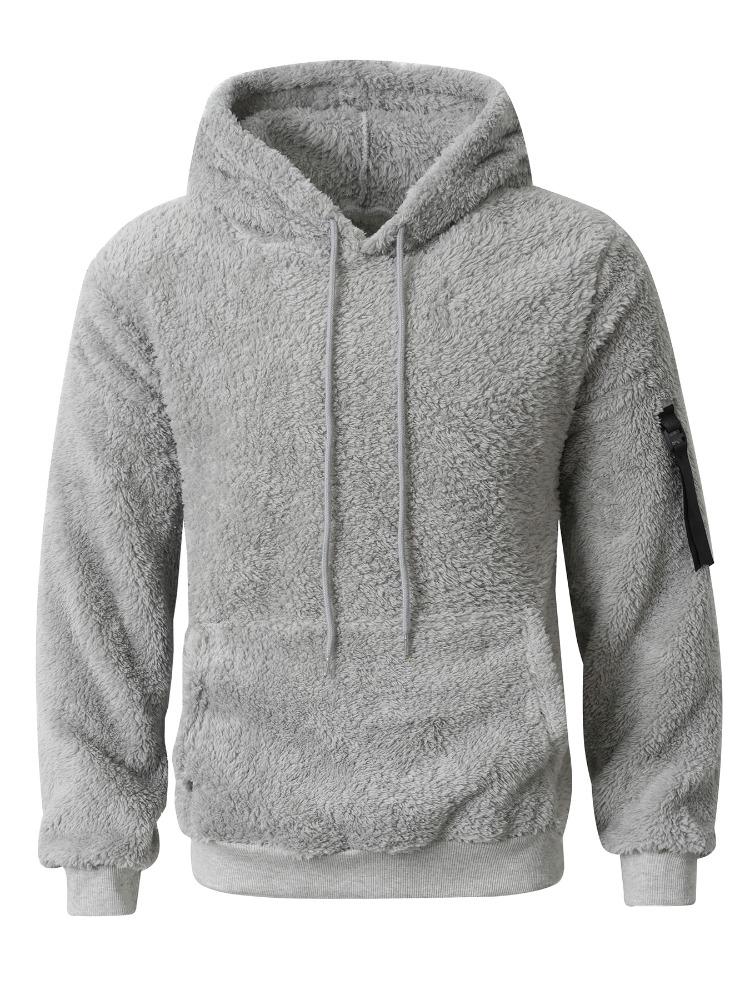 Pull à capuche rembourré en velours pelucheux pour homme Automne Hiver Veste pull pour homme Évacuation de l'humidité Coupe confortable Doux pour la peau Respirant Hauts
