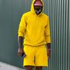 Men's Fleece Hoodie Shorts Two-piece Loose Solid Color Casual Sports Men's Suit
