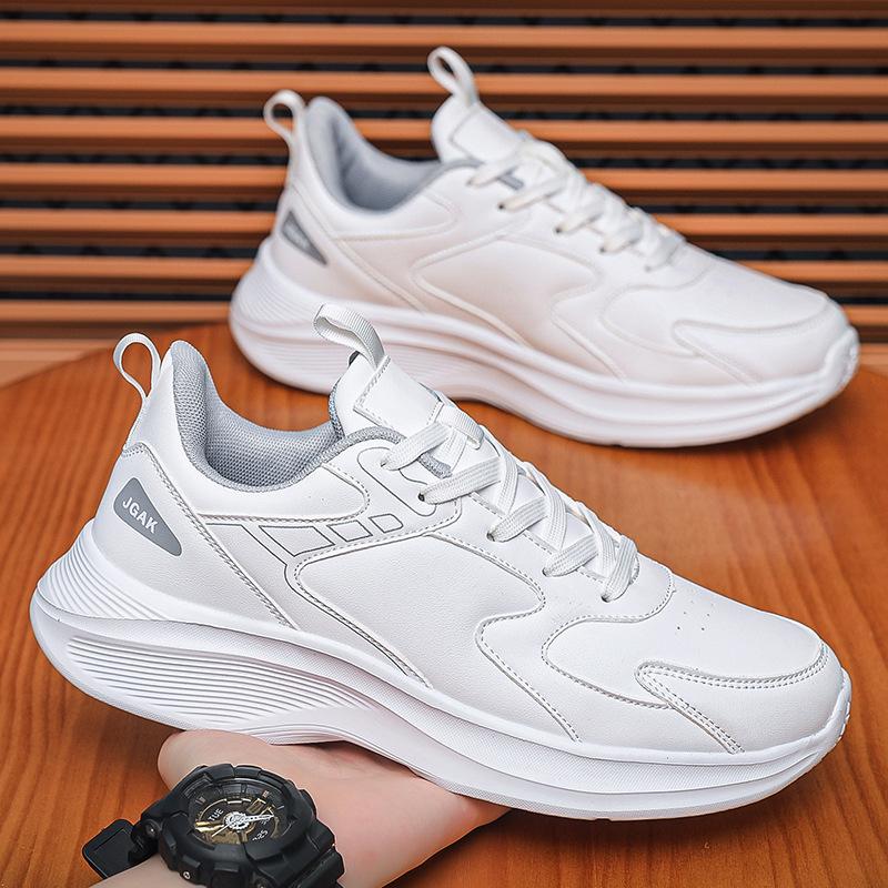 Large size men's shoes new leather surface light wear-resistant sports shoes extra large size breathable soft sole running shoes