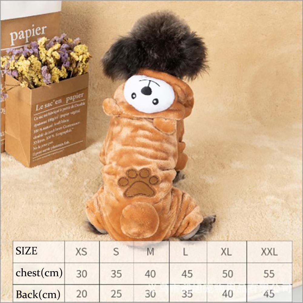 Cartoon Winter Puppy Clothes Coral Velvet Warm Pet Outfit XS-L for Corgi Chihuahua Dinosaur Panda Elk