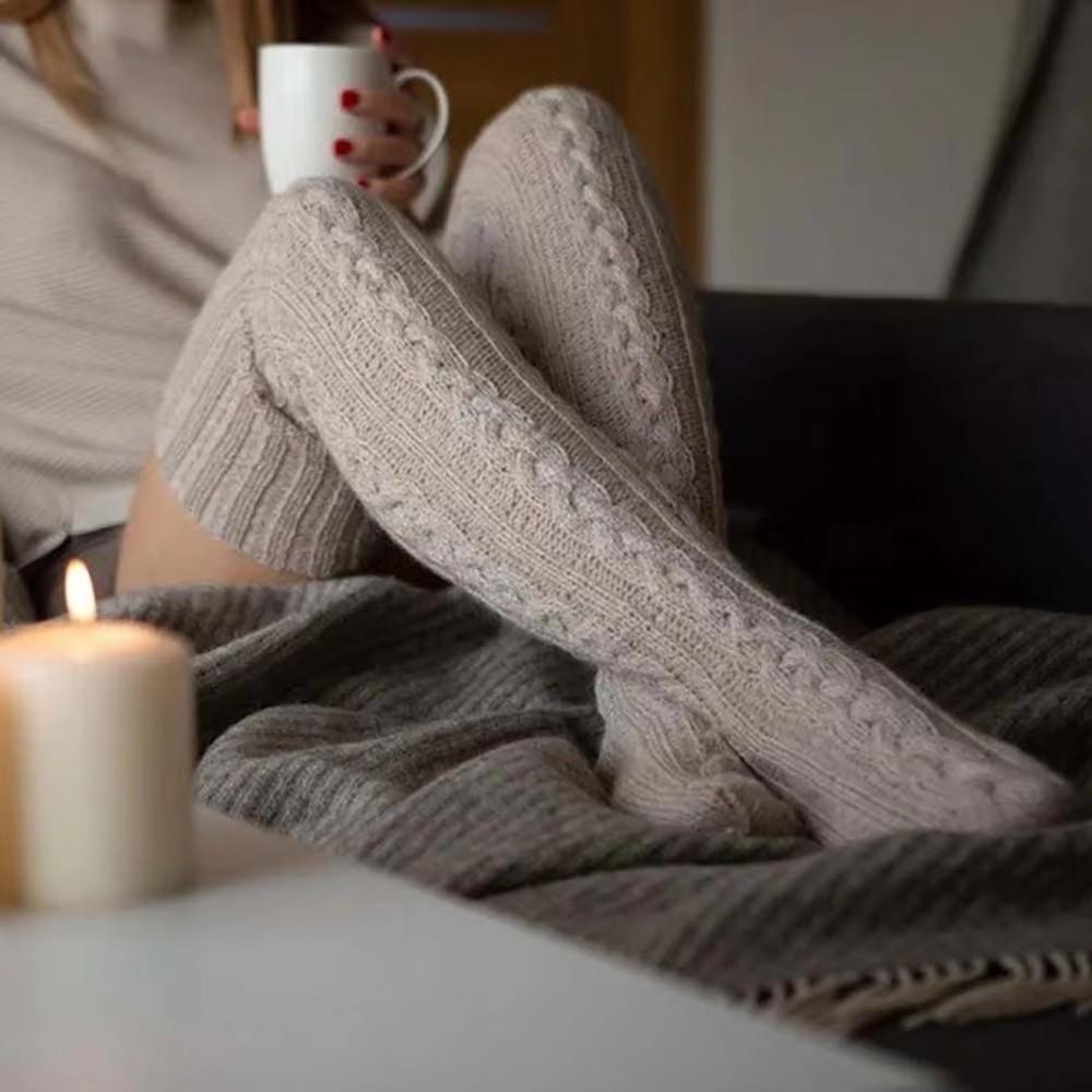 Thick Women's Socks Winter Warm Over Knee Long Socks Trendy Knitted Stockings  Gift