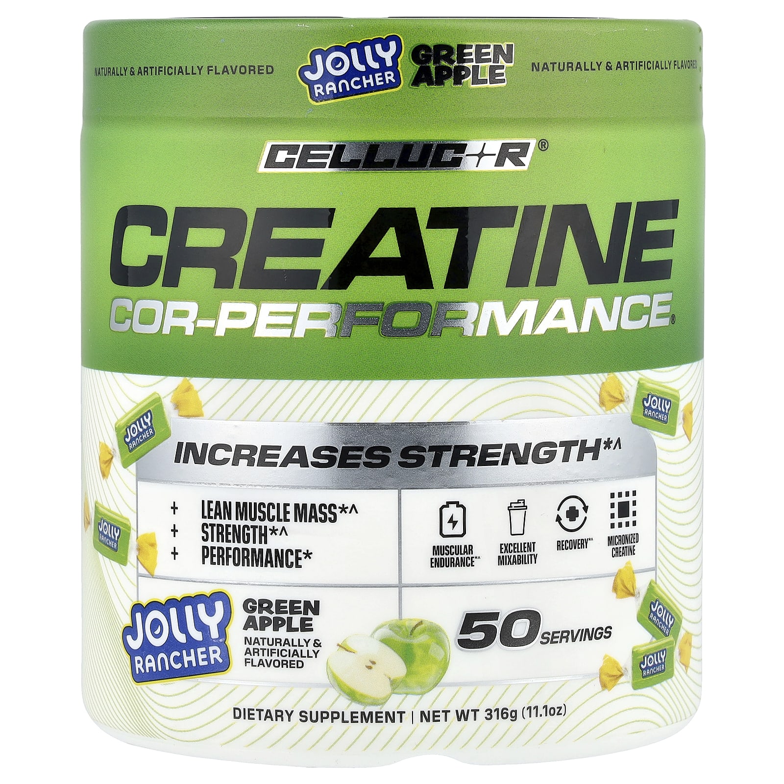 

C4 / Cellucor, OR-Performance® Creatine, Jolly Rancher, Green Apple Flavor, 316 g (11.1 oz)
