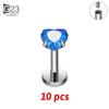 10Pc G23 Titanium Labret Lip Piercing Stud Internally Threaded Zircon Ear Stud Helix Cartilage Tragus Body Piercing Jewelry