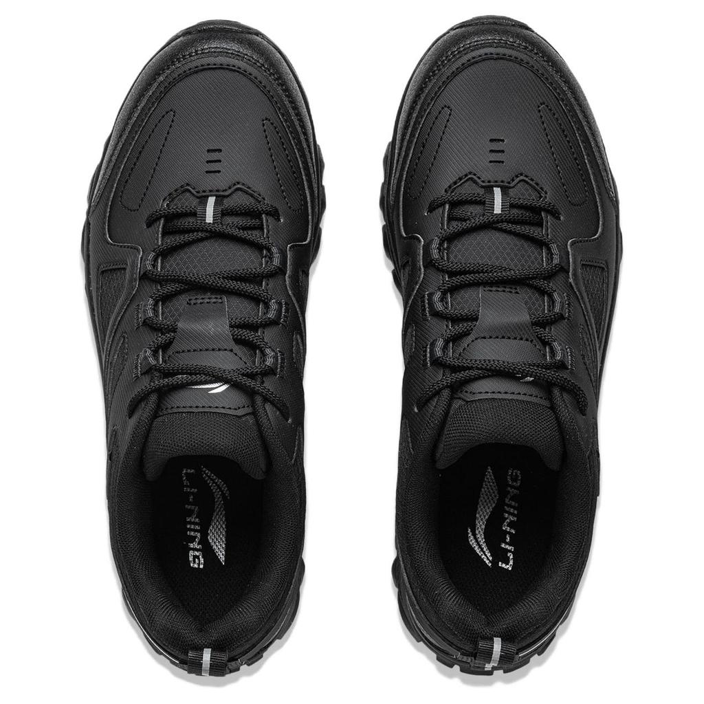 Li Ning Synthetic Leather Cushioning Abrasion Resistant Breathable Low Top Casual Shoes Men's Black AGCV415-4