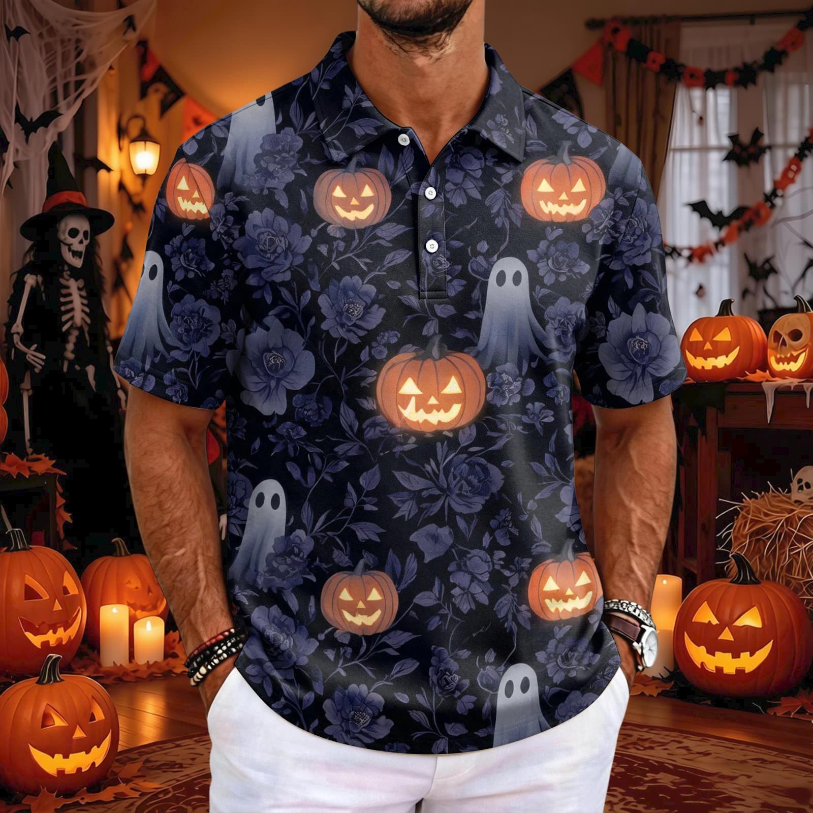 Men s Halloween Short Sleeve T-Shirt Loose Fit Casual for Holiday Party Celebrations XXL чёрный