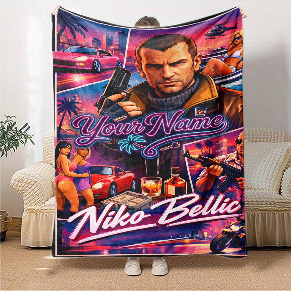 Gta Customize Your Name Blanket Cozy Personalized Blanket Warmthful Decor Throw For Picnics Home Decor Living Room Nap for All Occasions