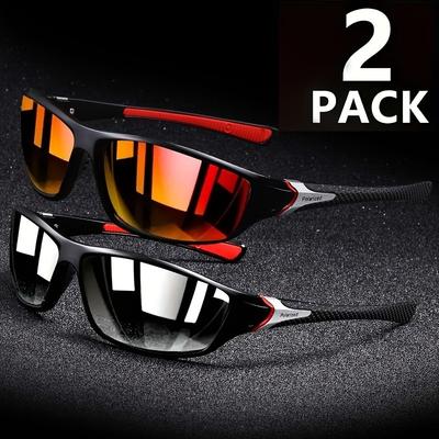 2 sztuki Klasyczne owalne okulary męskie Modne okulary przeciwsłoneczne na zewnątrz Okulary do wypoczynku na świeżym powietrzu Sportowe Okulary rowerowe