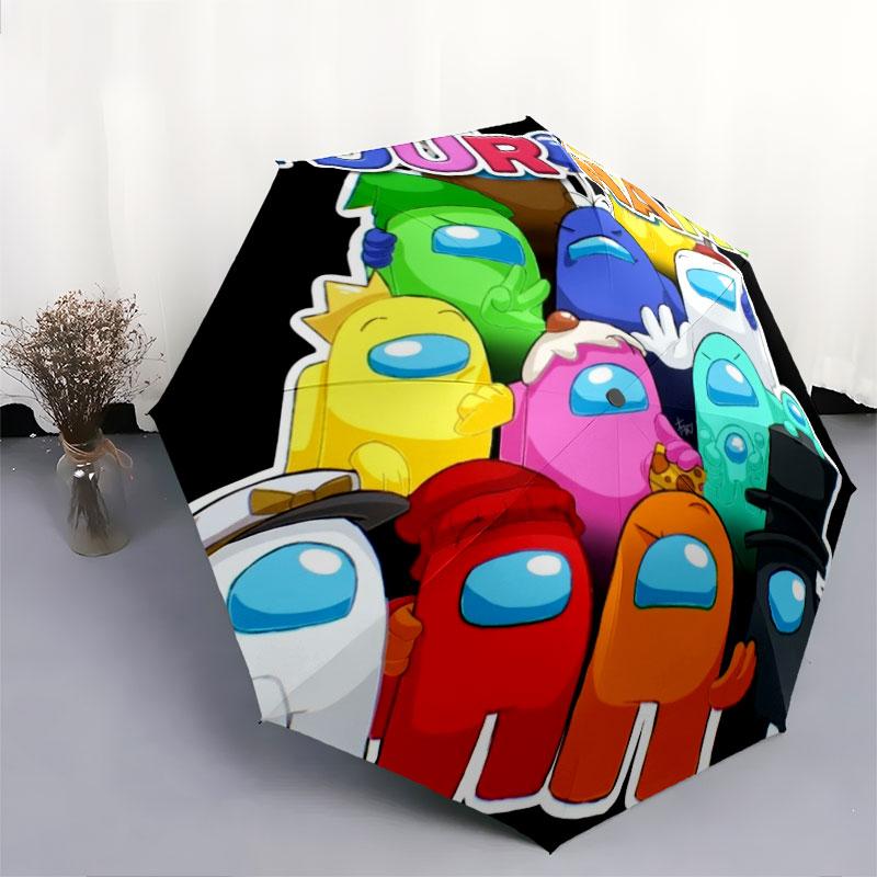 1 PC Automatic Folding Umbrella - Among Us Custom Name Pattern, Portable & Foldable Design with 8 Ribs, Christmas Birthday Gifts