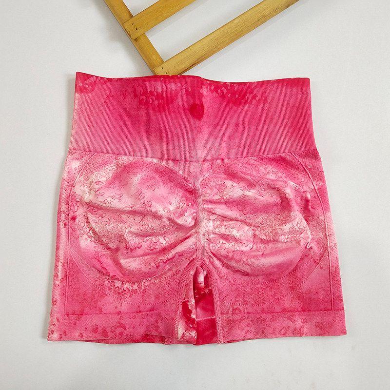 

High Waist Belly Contracting Exercise Shorts Fashion Rendering Hip Lifting Yoga Shorts Breathable Quick Dry Training Fitness Hot Pants Ice Plum Red Size S