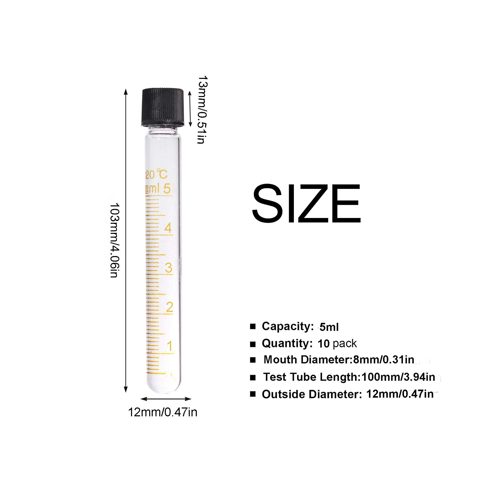 

серия(5) 5-50 мл лабораторная прозрачная стеклянная пробирка с круглым дном, градуированная, с винтовой крышкой 5mlx5pcs