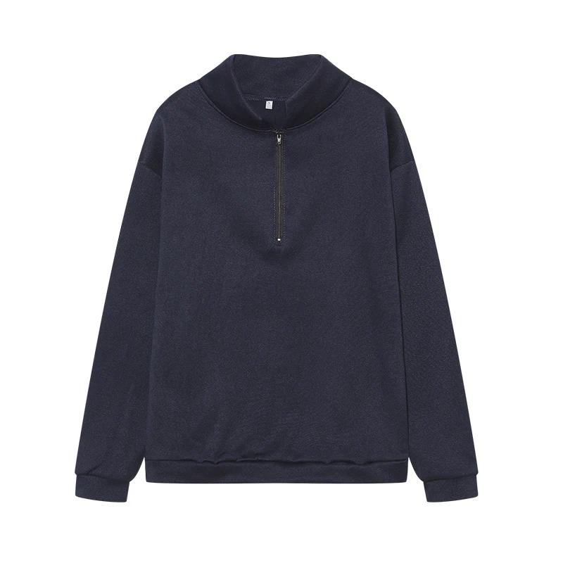 Autumn Winter New Style Casual Jacket Half Zipper Cover Long Sleeve Sweater Woman Solid Color Half-open Zipper Sweater Casual Loose Top