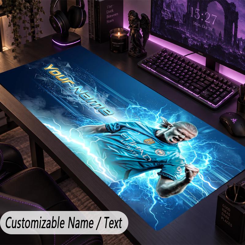 Large Mouse PadErling Haaland Custom Name Text Personalized Desk Mat Non Slip Gaming Pad