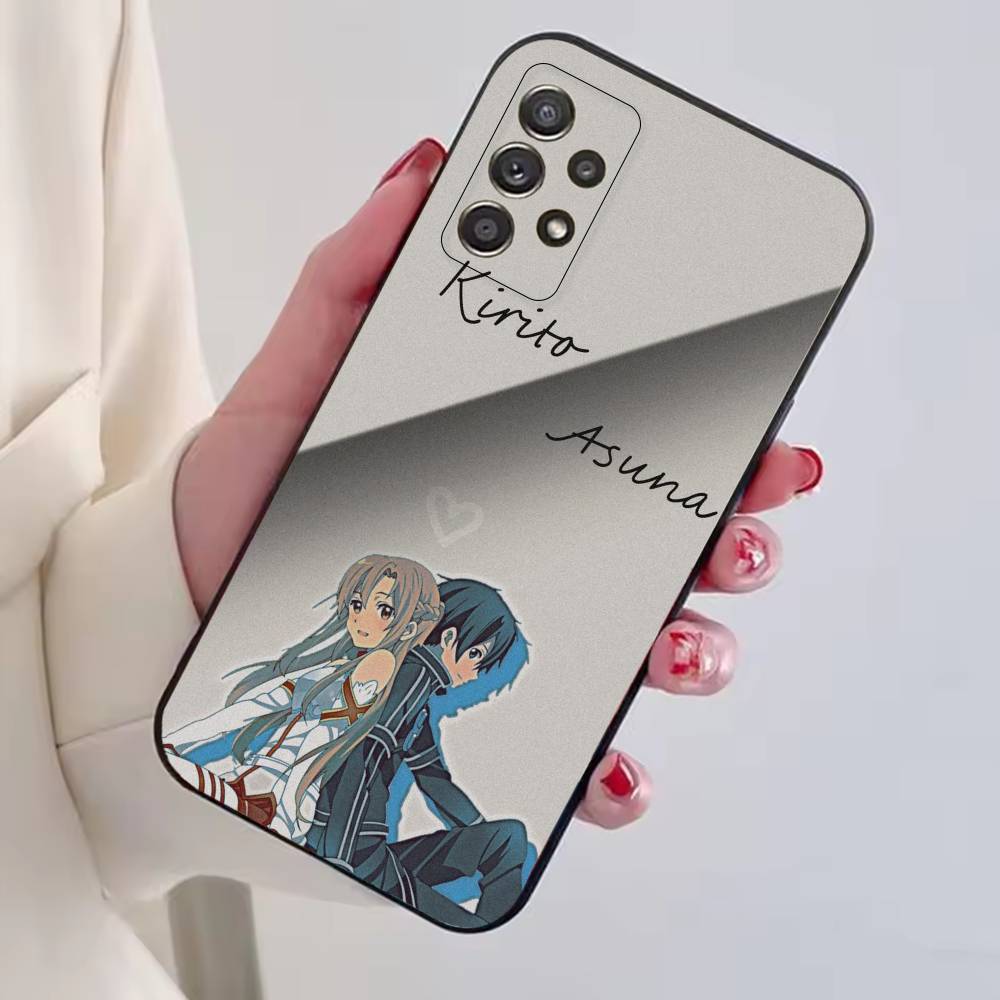 Sword Art Online Kirito and Asuna Phone Case For Samsung S25,S24,S21,S22,S23,S30,Ultra,S20,Plus,Fe,Soft Silicone Black Cover