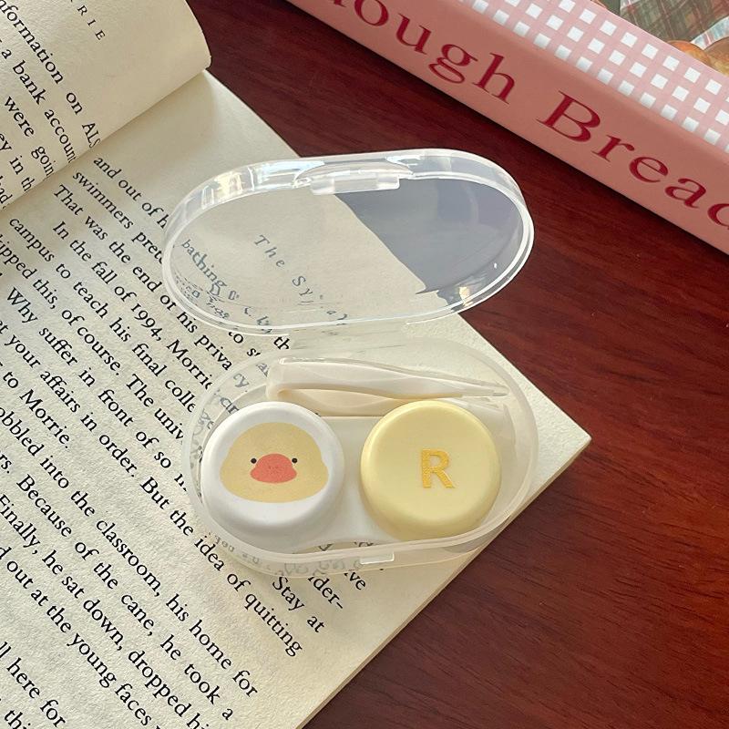 Compact Care Box Compact Contact Lens Case Cartoon Lens Box Hygienic Animal Avatar Lens Holder For Bathroom Handbag Office