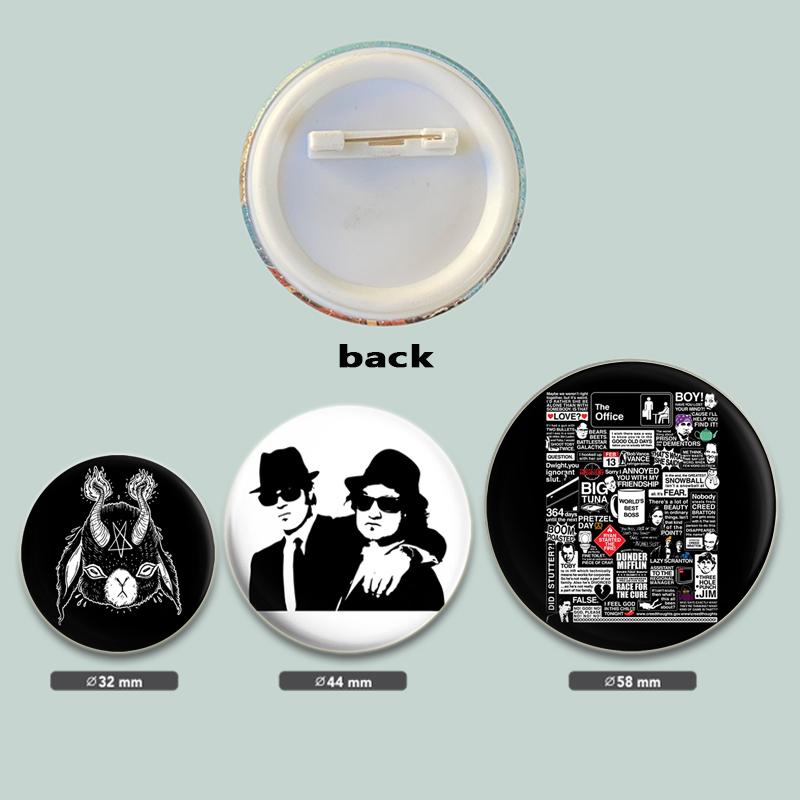 32/44/58mm Funny Cartoon Round Tinplate Pin Brooches Clothes Bag Decor Snap-in Badge Fashion Jewelry Gift