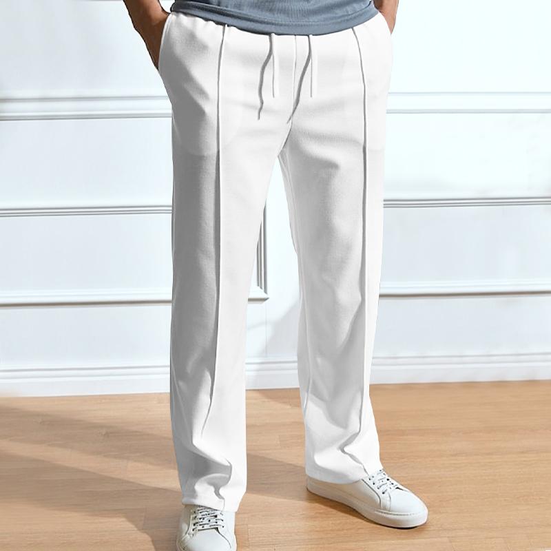 

Spring Summer Men s Fashionable Casual Solid Color Pants Loose Tight Cord Straight Pants XXXL білий