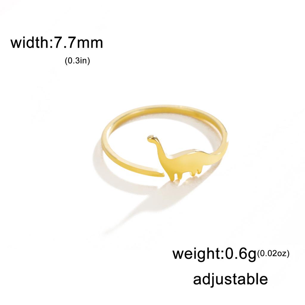 Teamer Cute Dinosaur Stainless Steel Ring Women Minimalist Open Adjustable Finger Ring Fashion Jewelry Birthday Gifts Wholesale