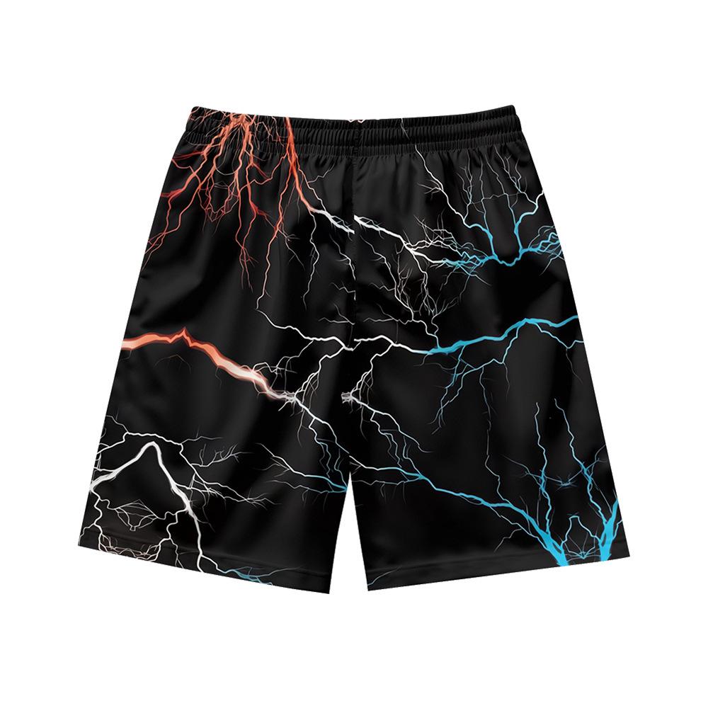 European And American Dark Natural Lightning Element Men'S Casual Shorts Beach Pants