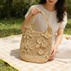 Bohemian Blume Strandtasche Hohl Gewebte Umhängetaschen für Damen Rose Häkeln Strohtasche Meeresblumen Strick Shopper Tasche Hobos