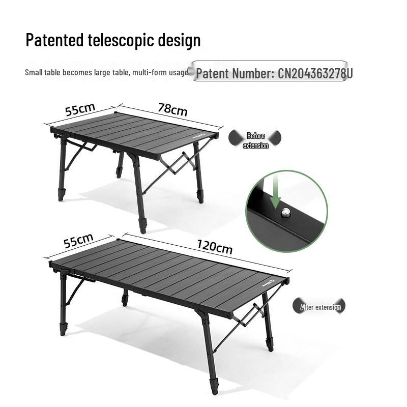 ZISIZ Outdoor Aluminum Alloy Roll-Up Folding Table