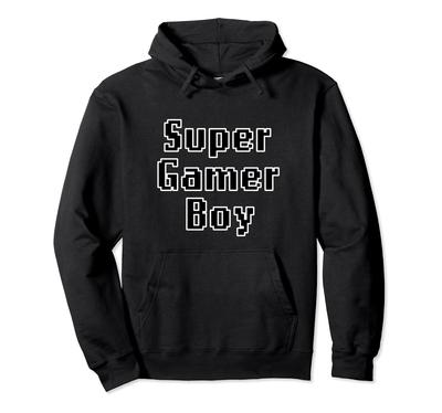 SUPER GAMER BOY Super Gamer Boy [Weird T-Shirt Shop] Pixelige Buchstaben Otaku Game Streamer Lustiger Hoodie