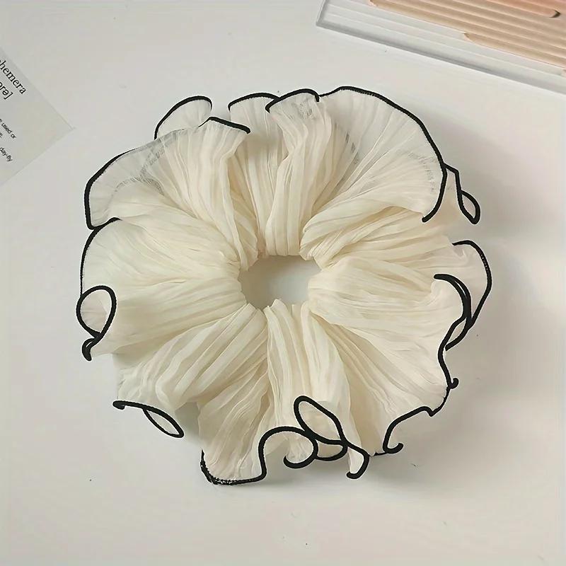 1/4Pcs New Korean Retro Folded Chiffon Oversize Scrunchies Women Sweet Temperament Fashion Exaggerated Hair Band Hair Accessorie